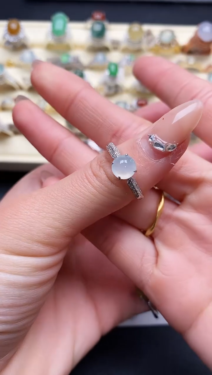 【闪购商品】翡翠戒指银S925镶嵌3333333+10