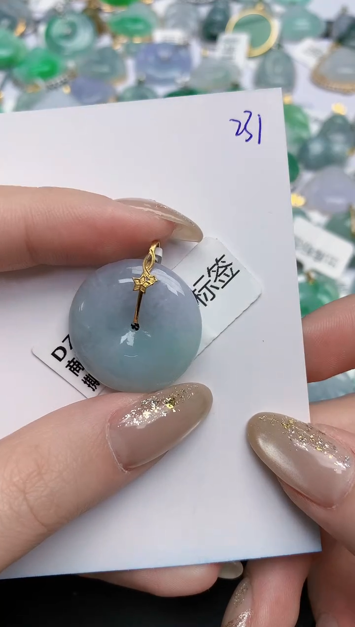 【闪购商品】翡翠颈饰18K金镶嵌天然缅甸翡翠A货