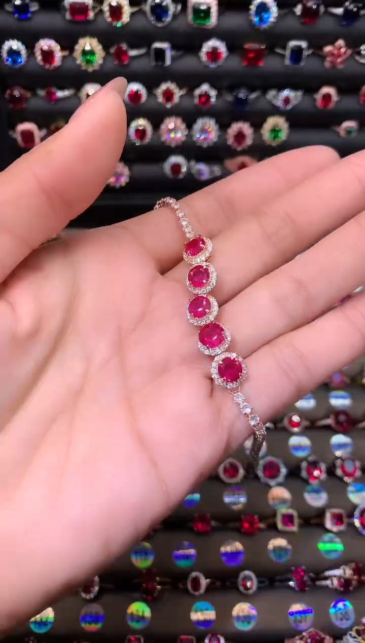 【闪购商品】红宝石手链银S925镶嵌1