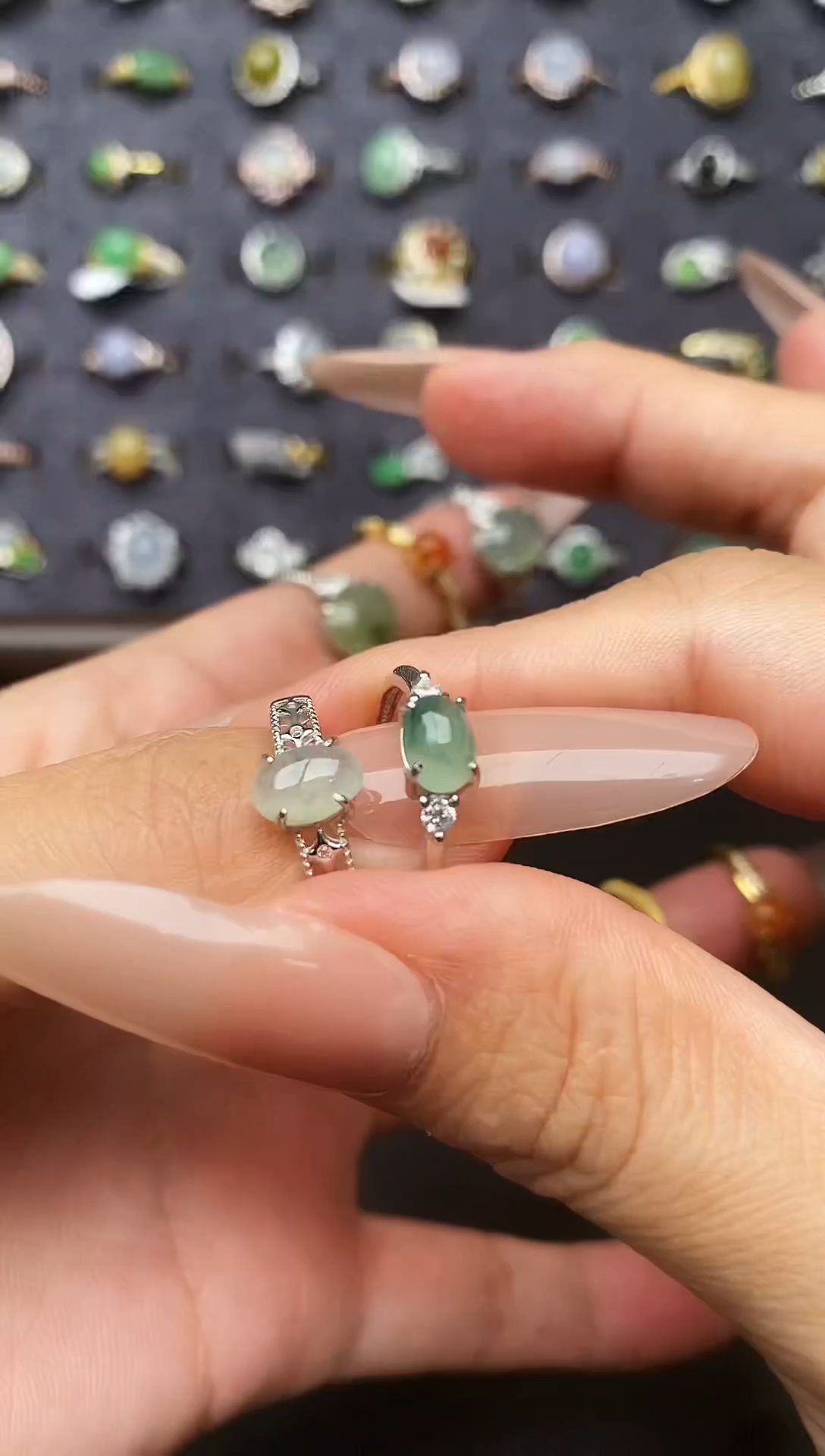 银S925镶嵌戒指翡翠天然翡翠A货22   1 -