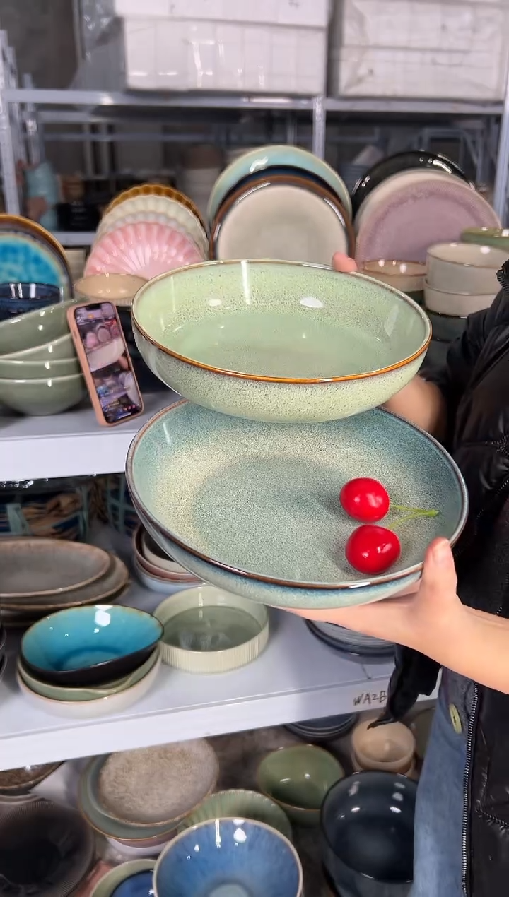 陶瓷外贸尾货瑕疵满20包邮X2深盘组合