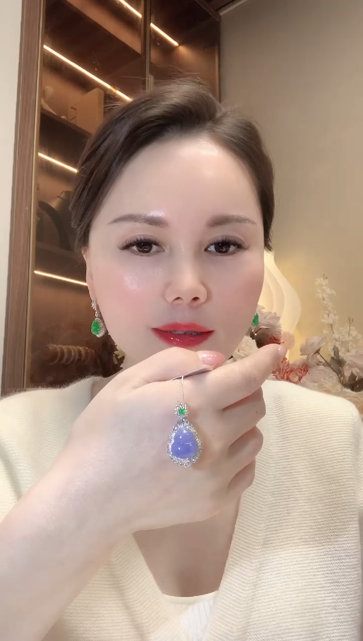 【闪购商品】翡翠吊坠(不含链)18K金镶嵌C51 紫货有一定色差