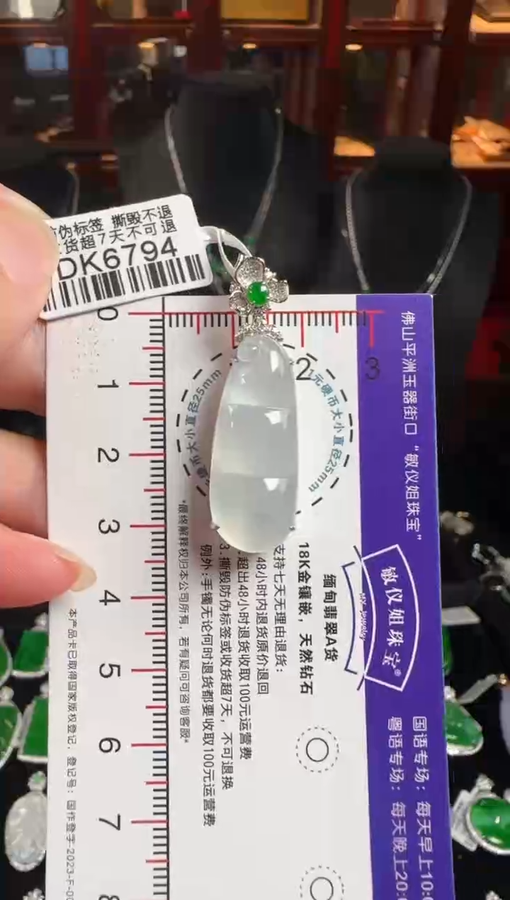 颈饰18K金镶嵌翡翠DK6794冰豆豆