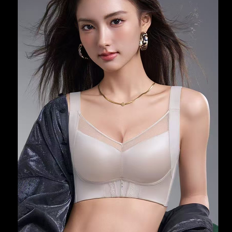 缎面舒适中薄B杯内衣聚拢收副乳文胸稳固底围不跑杯防空杯胸罩