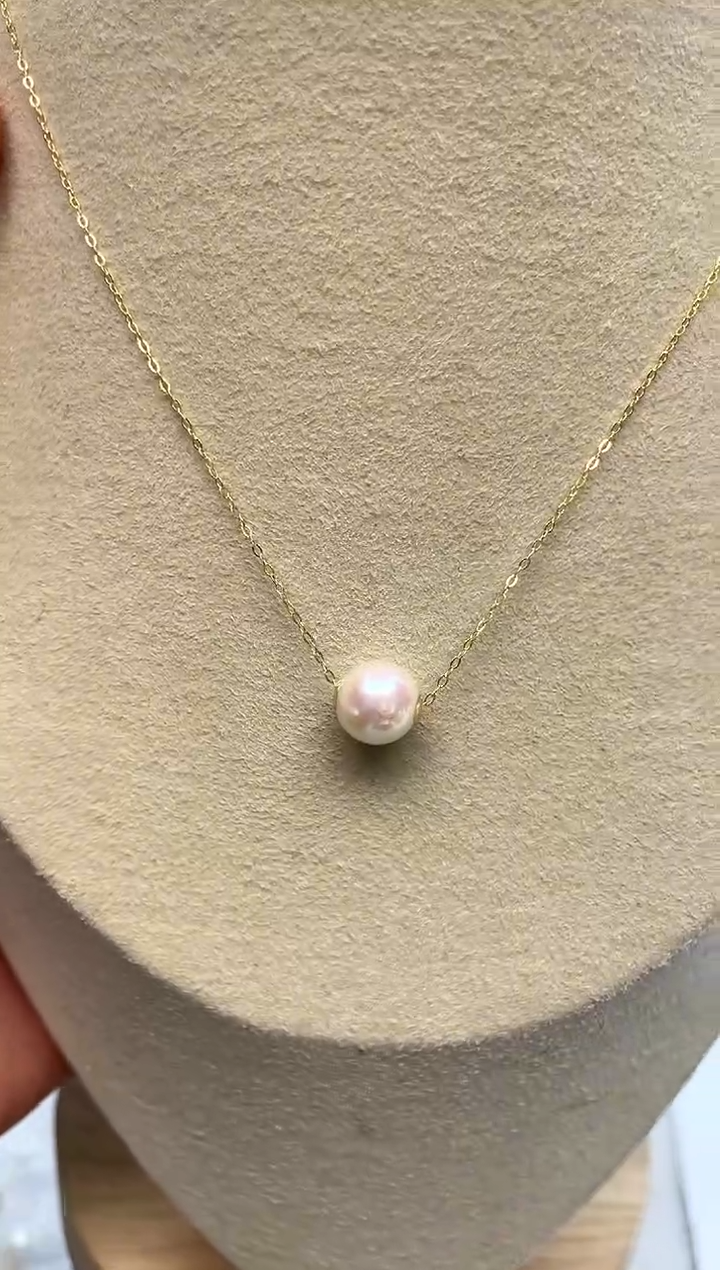 吊坠(赠链)18K金镶嵌海水珍珠8.5-9