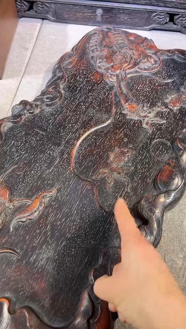 檀香紫檀（小叶紫檀）用****4紫檀雕刻金蟾茶海