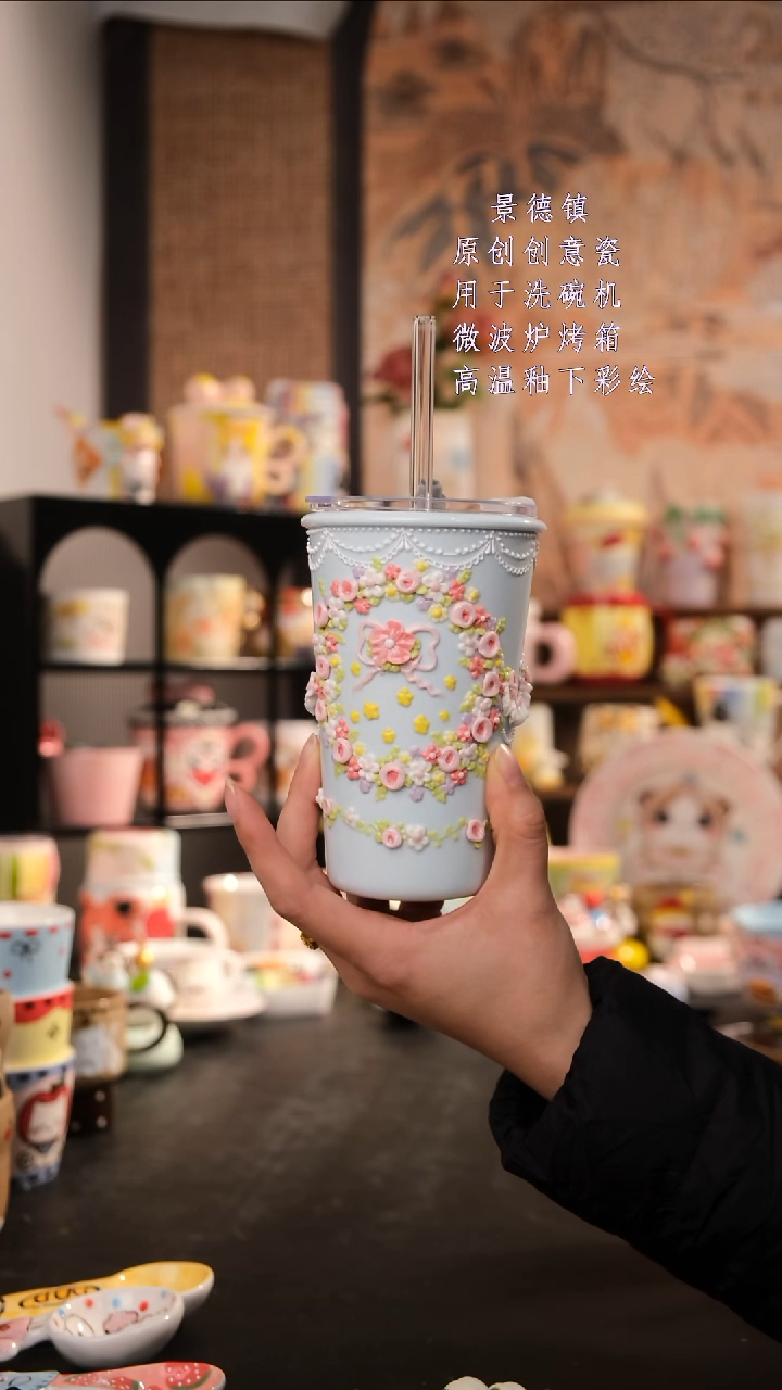 摆件陶 旺的可以陶瓷手工手绘设计师款