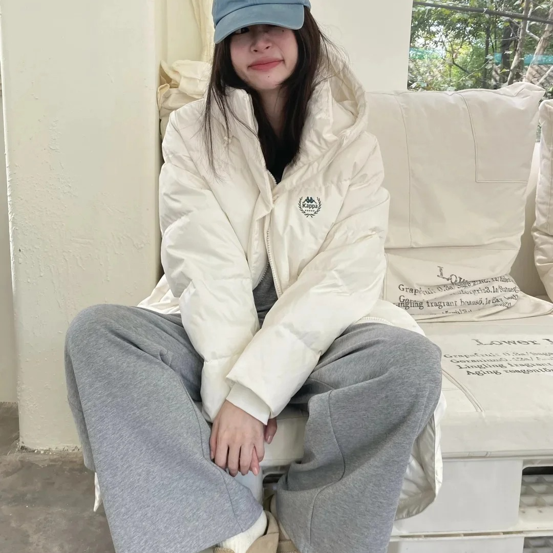 Kappa卡帕背靠背新款户外羽绒服女款运动连帽防风外套保暖防寒服