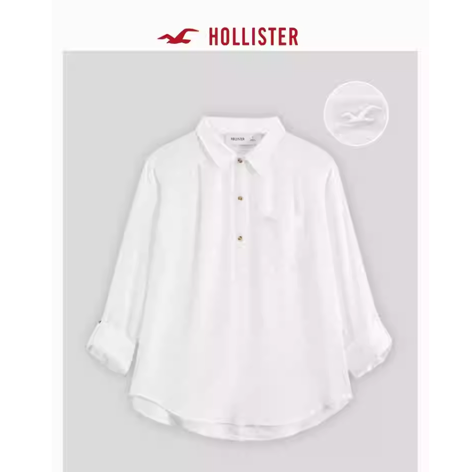 【爆款补货】Hollister25秋新款经典小海鸥棉衬衫女装KI340-5463
