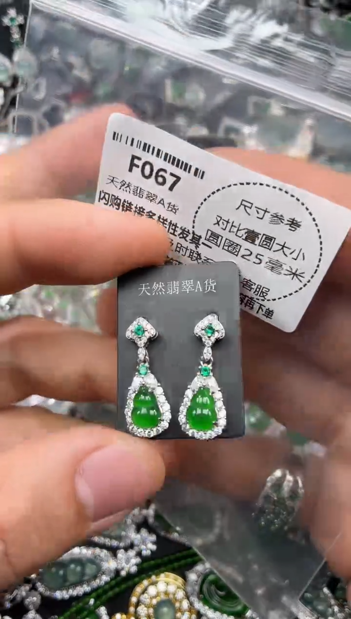 颈饰未镶嵌翡翠F067耳钉