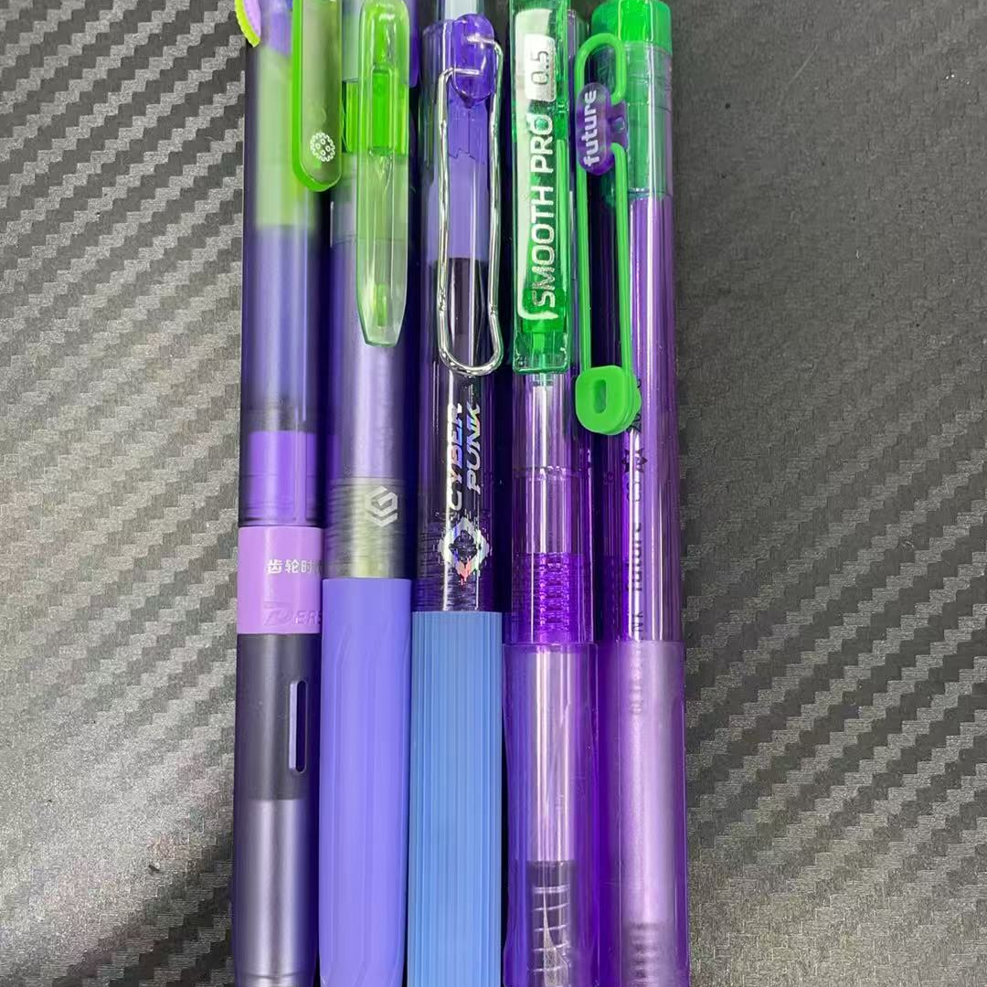 发紫色赛博风，黑墨5支。掉封蜡不售后，玩具店补贴