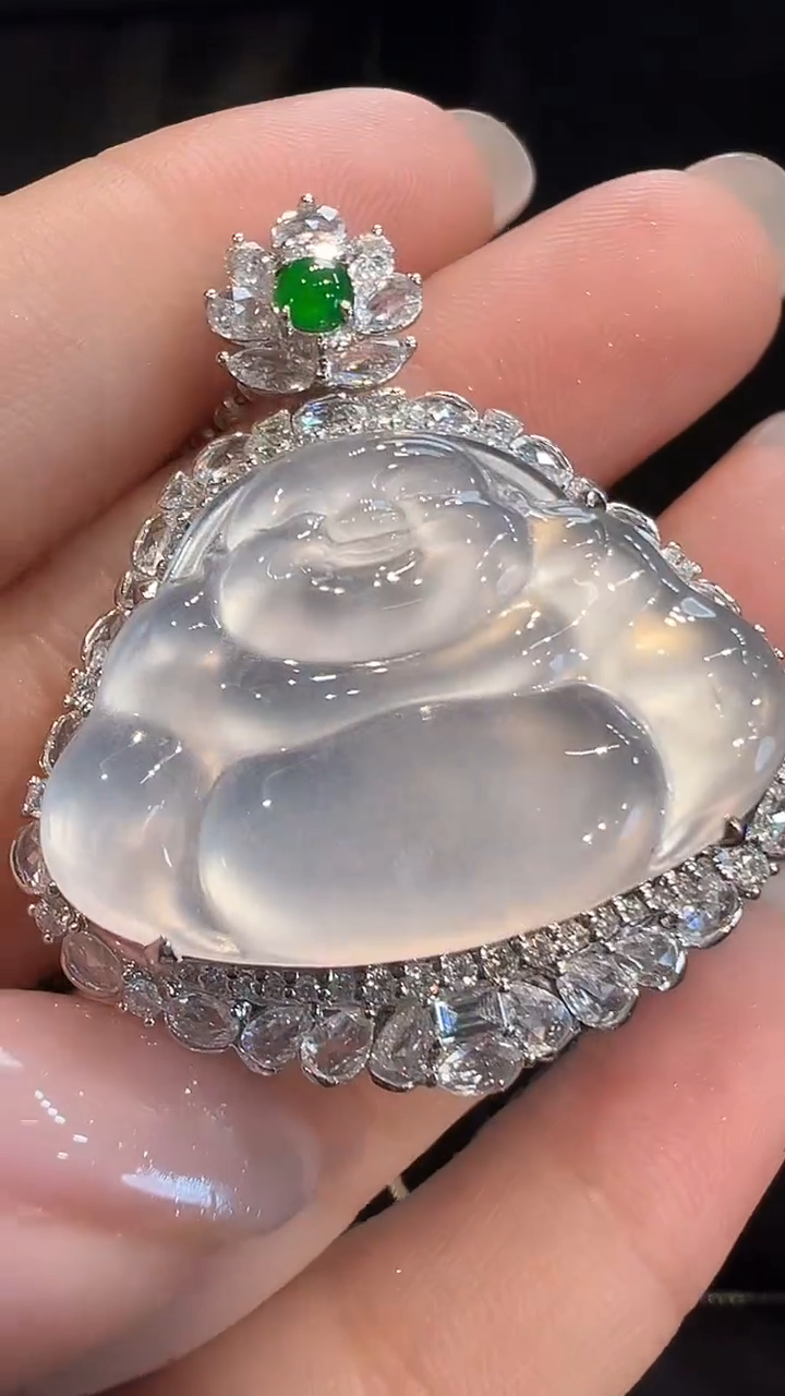 吊坠(不含链)18K金镶嵌翡翠AL6