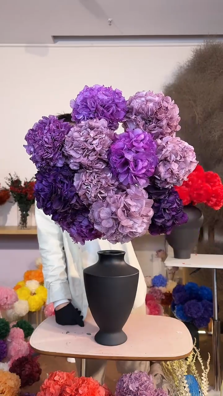 漂色永生大叶绣球花球11枝  香芋紫5/深粉紫4/紫罗兰2