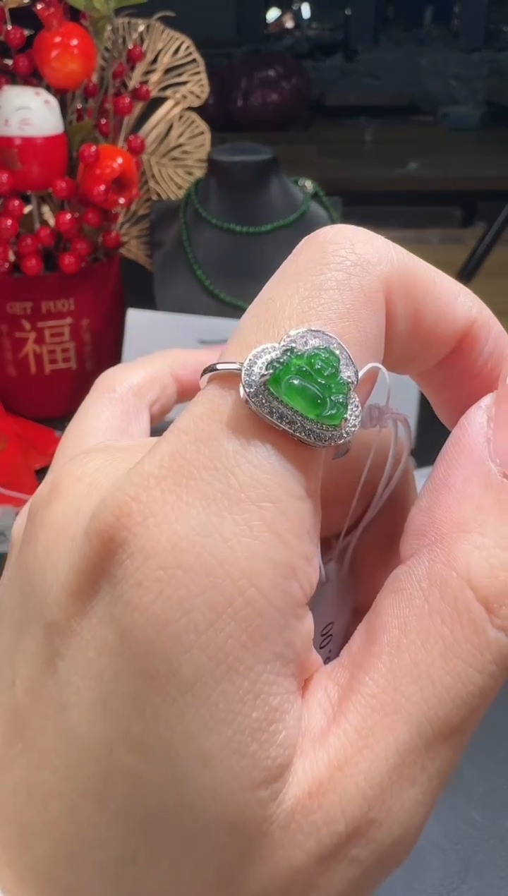 【闪购商品】翡翠颈饰银S925镶嵌戒指