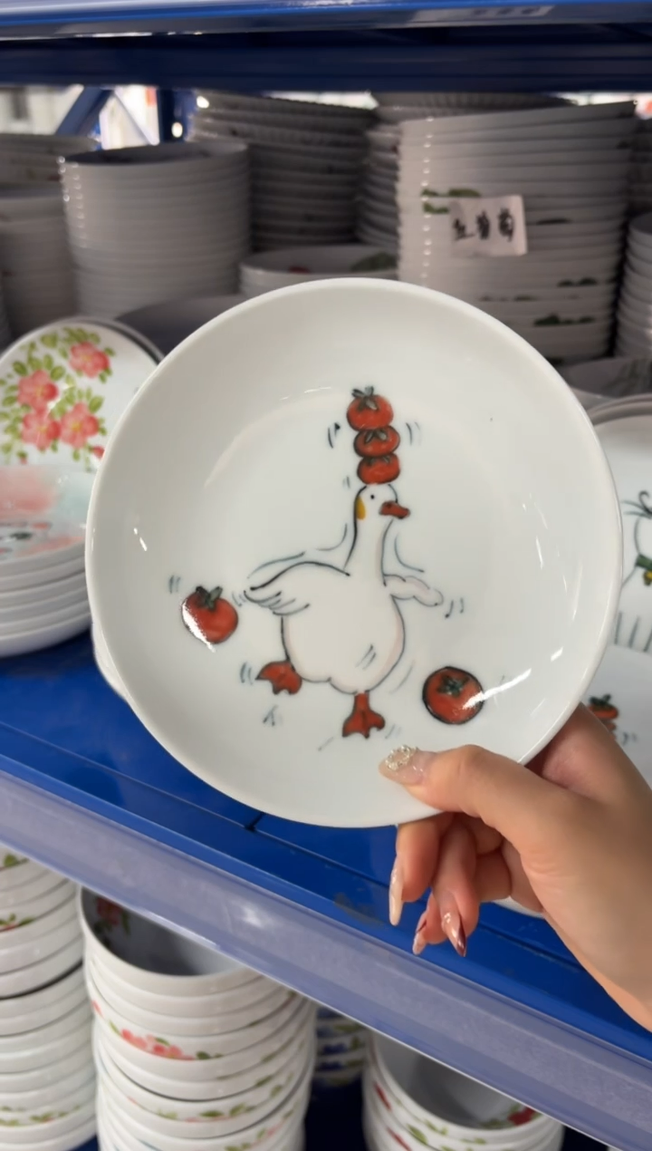 瓷片景德镇高温陶瓷食品级手绘釉中彩-浅盘