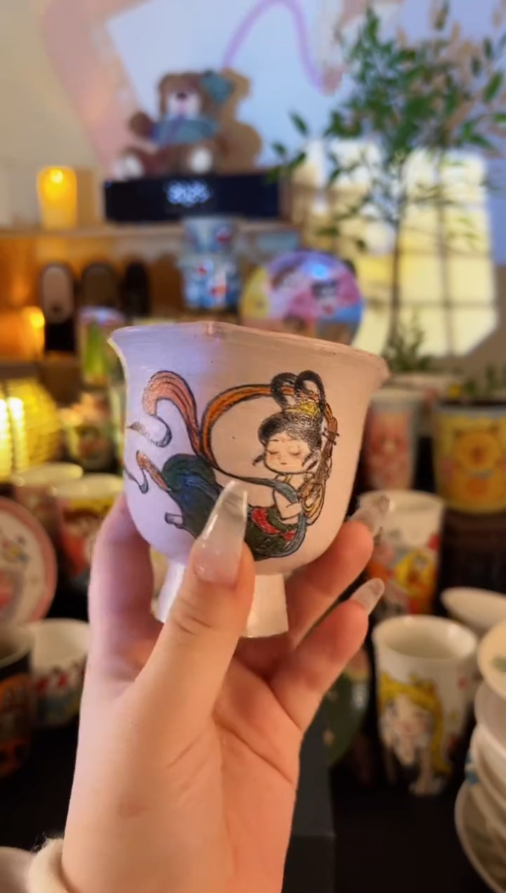 【闪购商品】摆件手工手绘陶瓷小杯杯