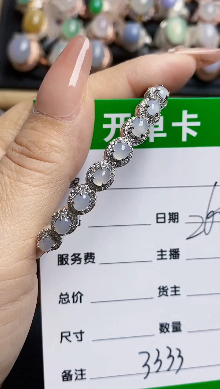 翡翠戒指银S925镶嵌3333