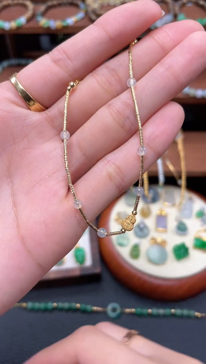 【闪购商品】翡翠套链18K金镶嵌一个  JK645