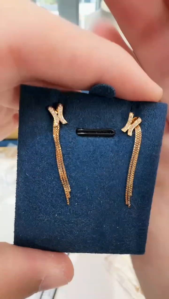 耳饰18K金镶嵌钻石k玫耳饰1.56g