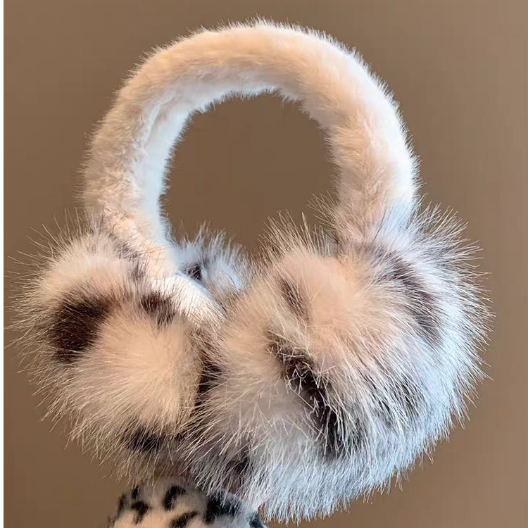 豹纹耳套时尚护耳毛绒绒秋冬网红防寒加厚毛茸茸冬天少女轻奢百搭
