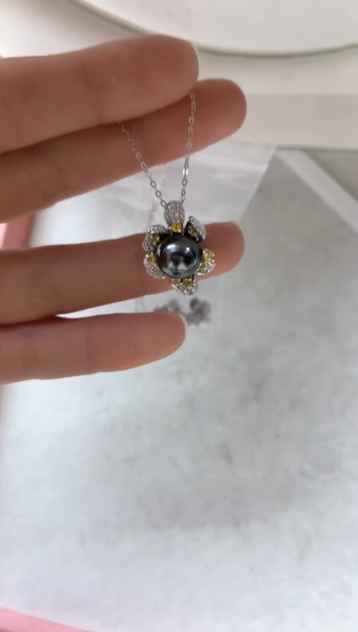 银S925镶嵌套链海水珍珠套链