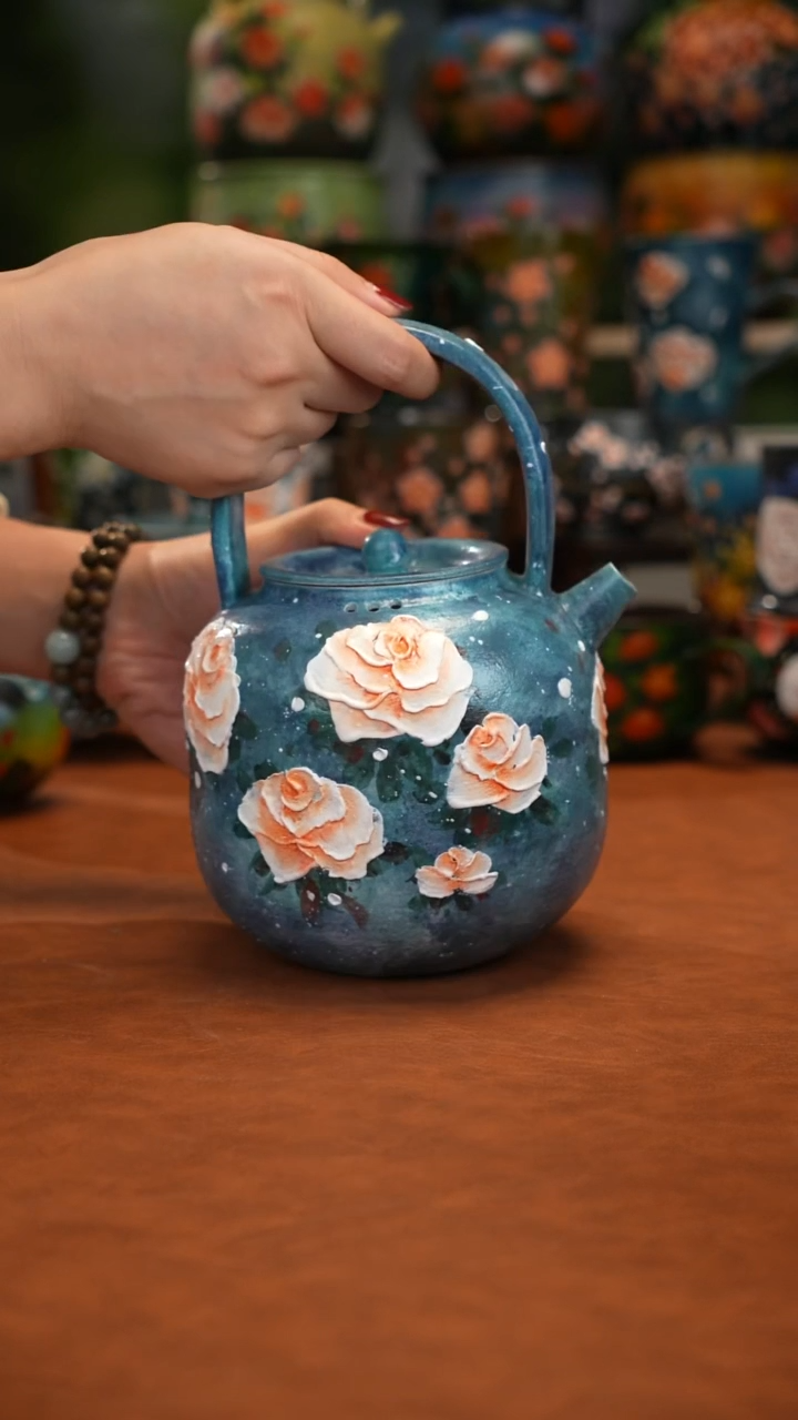 紫砂油画手绘釉下彩