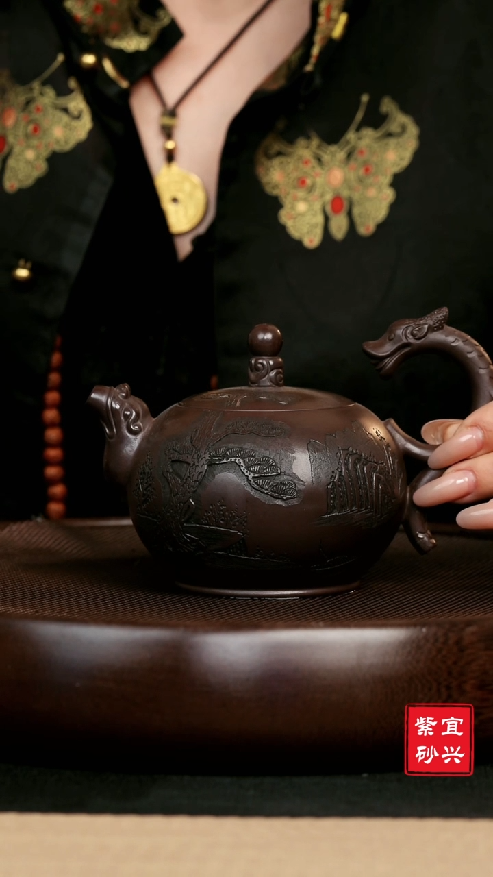 【闪购商品】紫砂茶壶105天青泥龙系列款