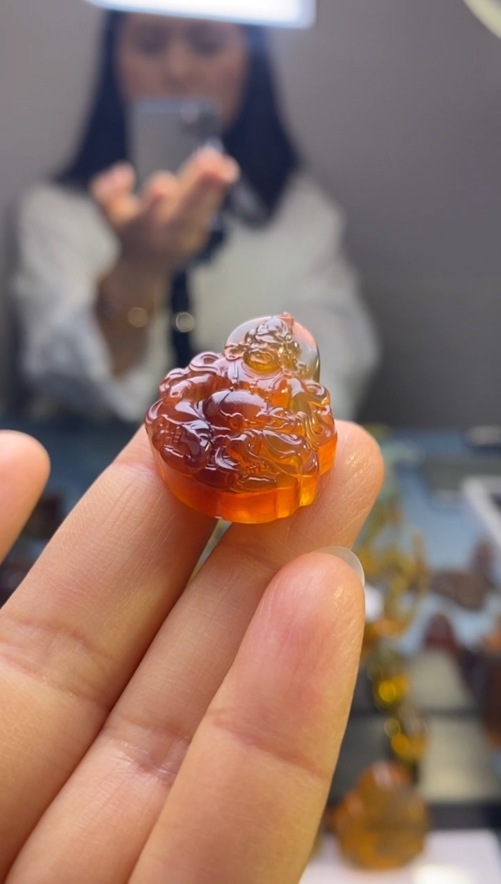 【闪购商品】琥珀颈饰未镶嵌HP100-3（黄财神）小吊坠