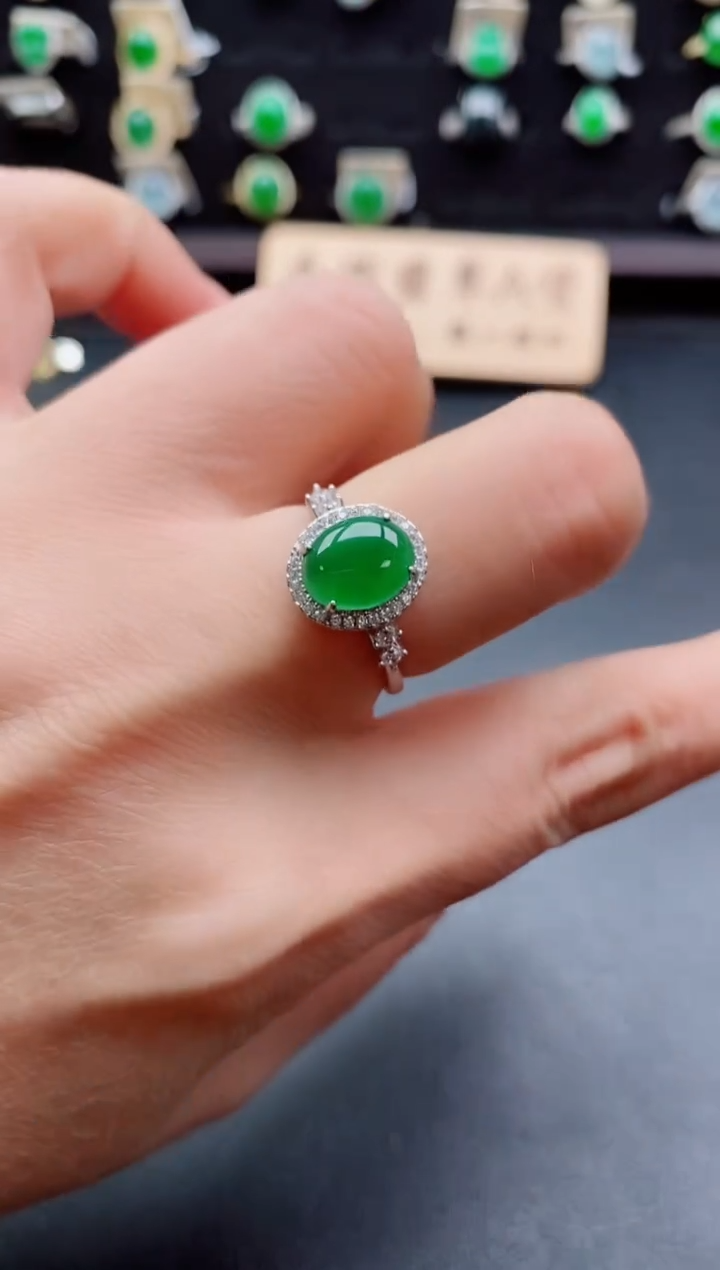 银S925镶嵌戒指翡翠1