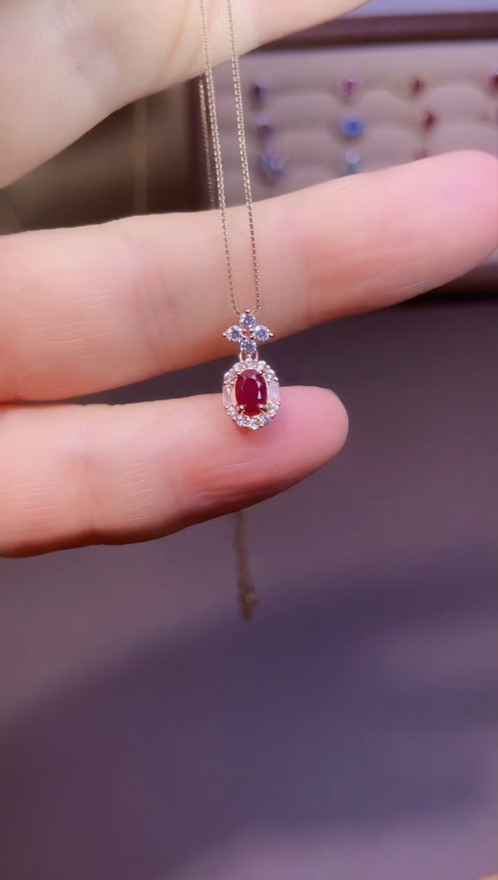 【闪购商品】红宝石吊坠(赠链)银S925镶嵌一条