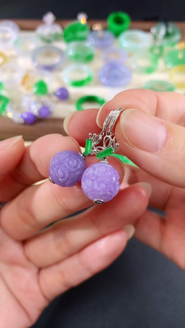 18K金镶嵌翡翠耳饰102|7980