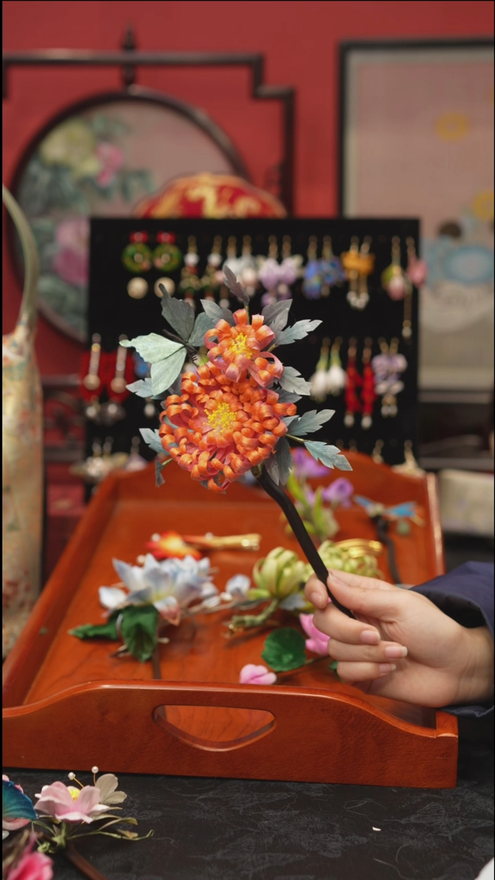 刺绣C****.非遗绒花饰品 