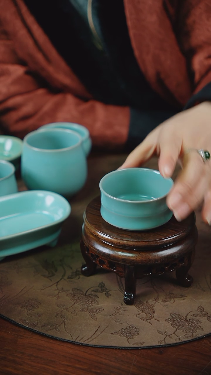 【闪购商品】杯35汝瓷纯手工矮竹节杯