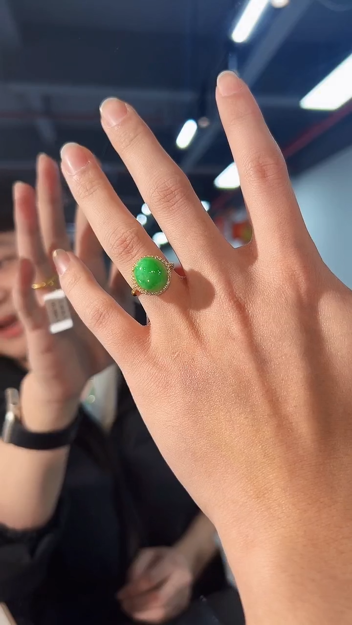 【闪购商品】翡翠戒指银S925镶嵌缅料A货/支持复检/一件