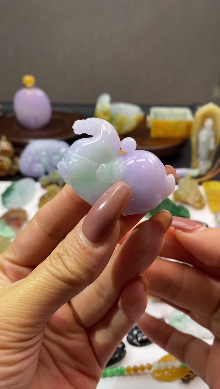 【闪购商品】翡翠挂件未镶嵌翡翠紫罗兰唐马挂件