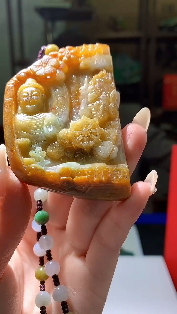 【闪购商品】定制翡翠未镶嵌5143jj-毛货挂件39配珠链