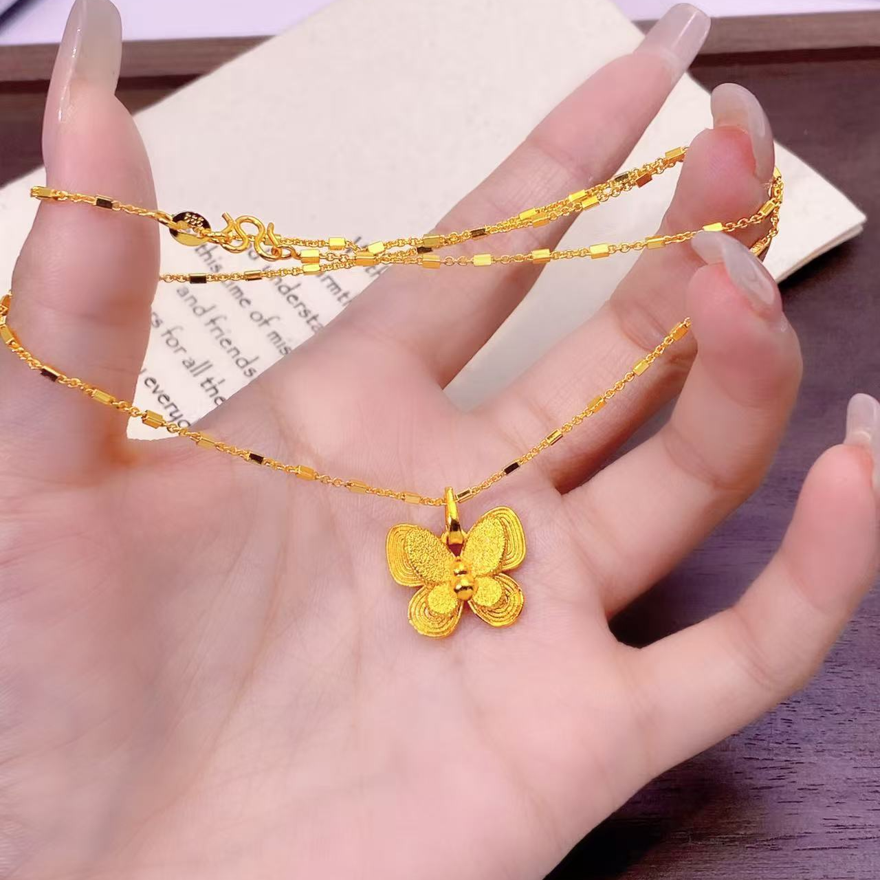 【星光链+蝴蝶吊坠】新中式拉丝蝴蝶项链女轻奢小众设计感锁骨链