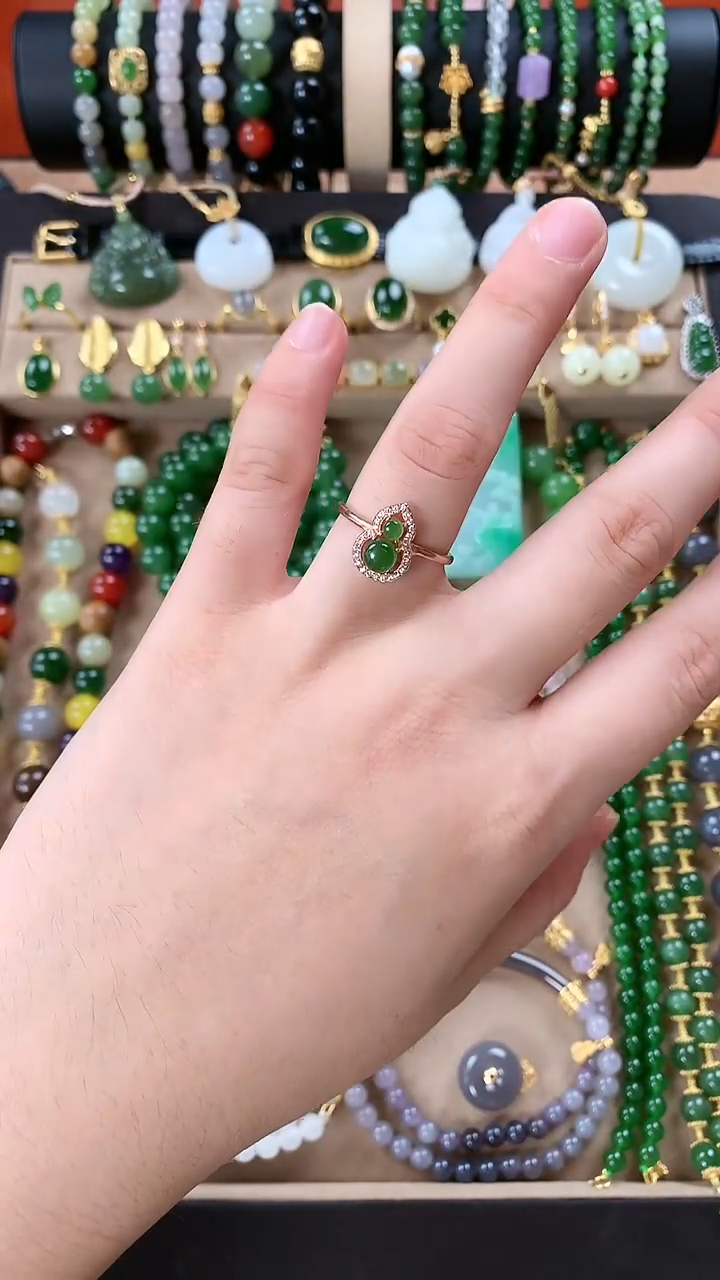 银S925镶嵌戒指和田玉1