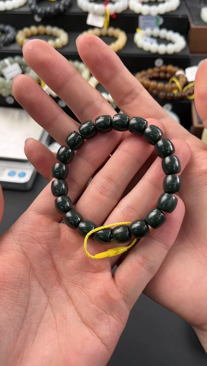 和田玉未镶嵌手串若羌青玉直切手串卡10微色差