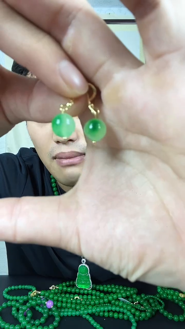 14K金镶嵌翡翠耳饰E03