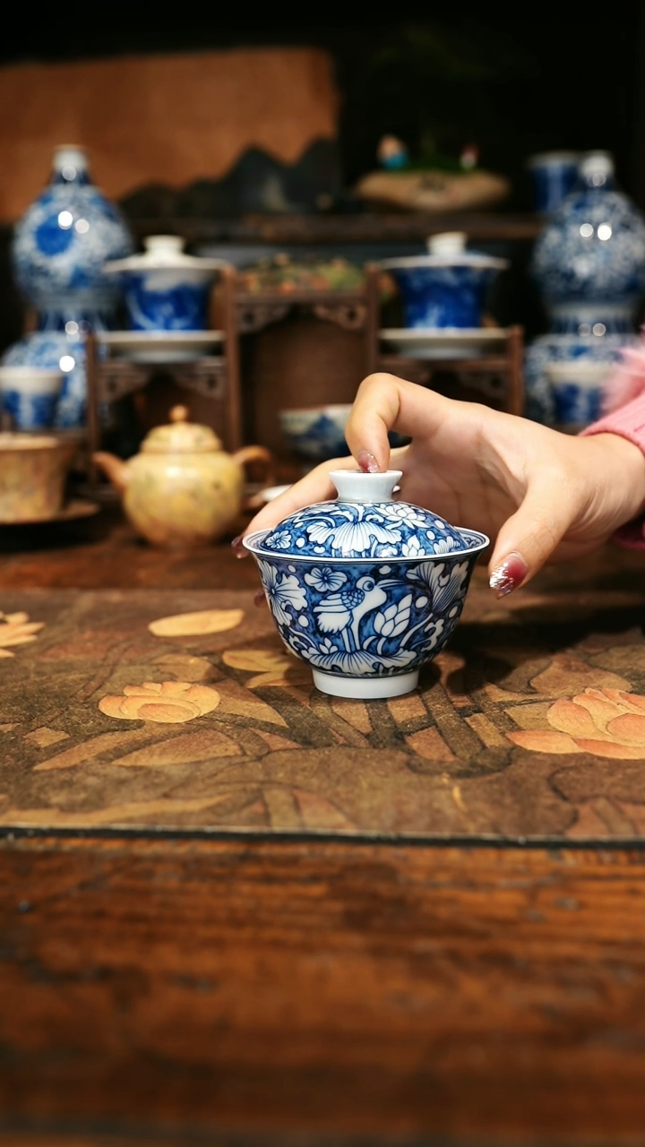 【闪购商品】陶瓷青花一路连科盖碗