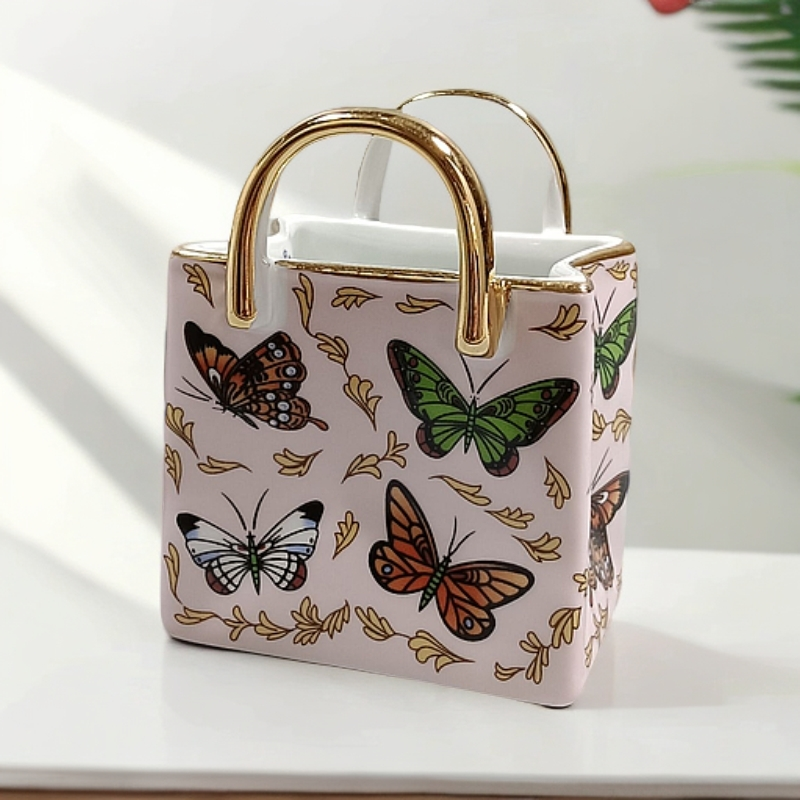 【奇居巍】轻奢蝴蝶收纳包摆件客厅餐厅咖啡勺收纳罐 粉色
