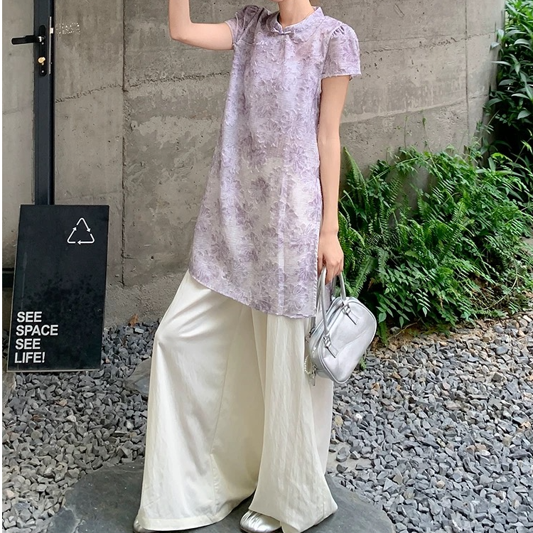 无印心匠D13599-1 新中式时尚套装提花碎花宽松两件套 K627