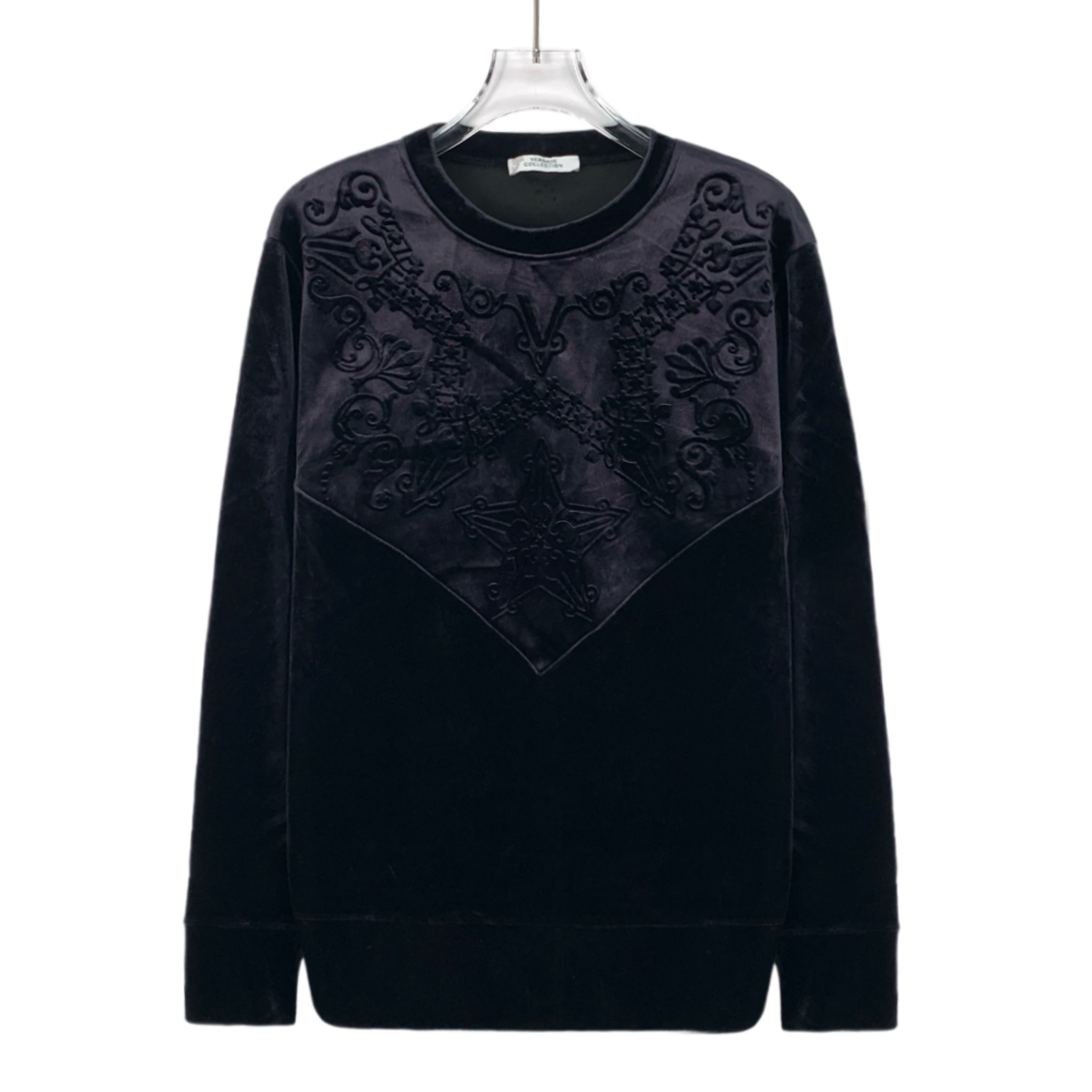 99新 VERSACE/范思哲  IW0472  花纹提花丝绒圆领长袖卫衣 S码