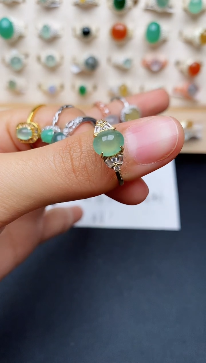 【闪购商品】翡翠戒指银S925镶嵌缅甸翡翠