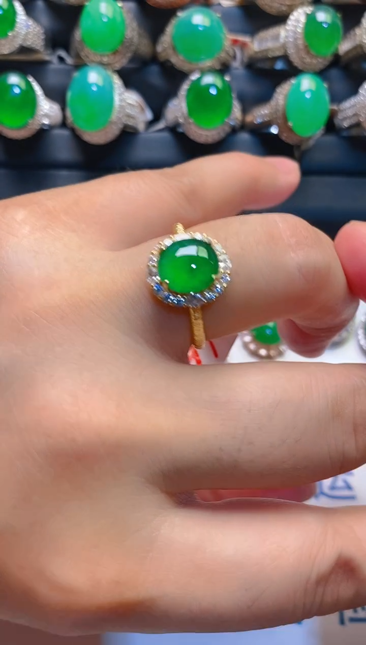 翡翠银S925镶嵌耳饰天然