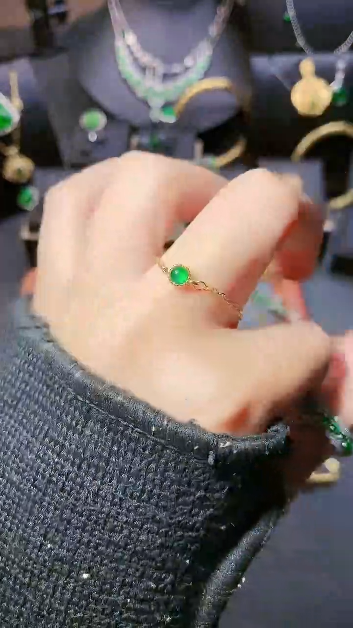 翡翠银S925镶嵌戒指戒指