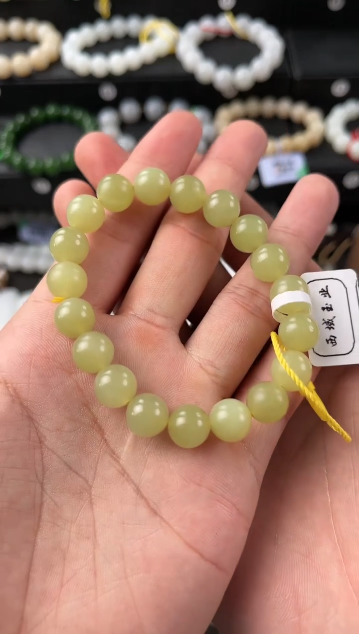 【闪购商品】和田玉手串未镶嵌若羌青黄口手串卡10微色差