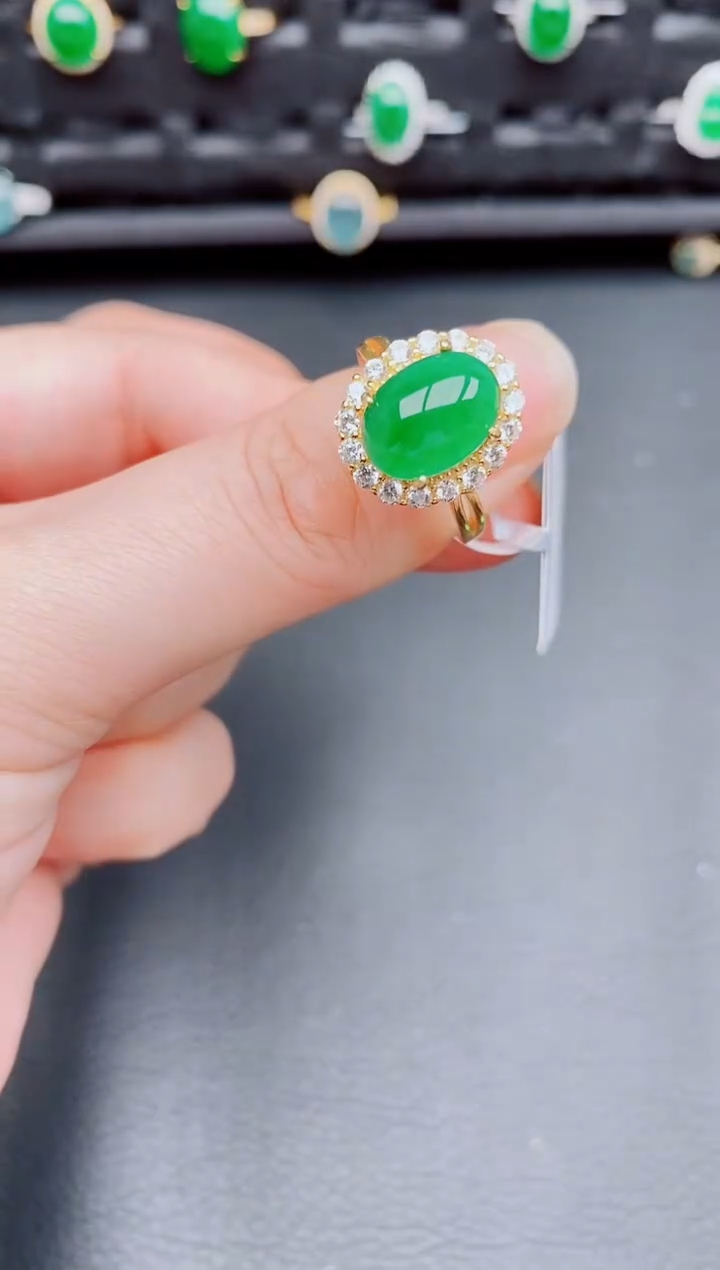 【闪购商品】翡翠戒指银S925镶嵌天然a货翡翠181