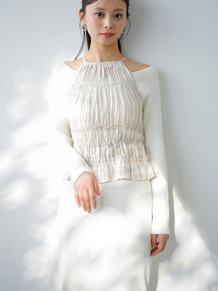 【FaFa】日系品牌 S 简约设计感 针织优雅连衣裙两件套FA502-050